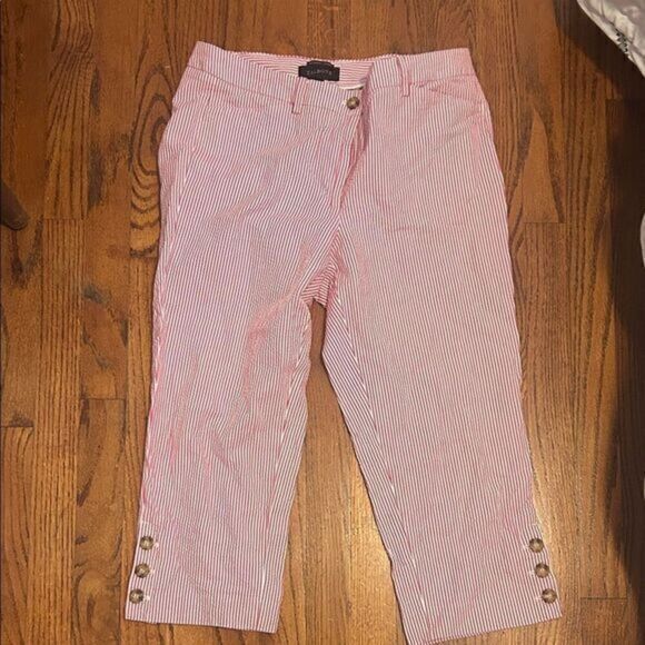Talbots Pants - Talbots Pink and White Striped Skimmer Pants size 8  A